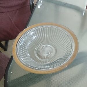 Tiffin Fransican Rambling rose with gold band serving bowl